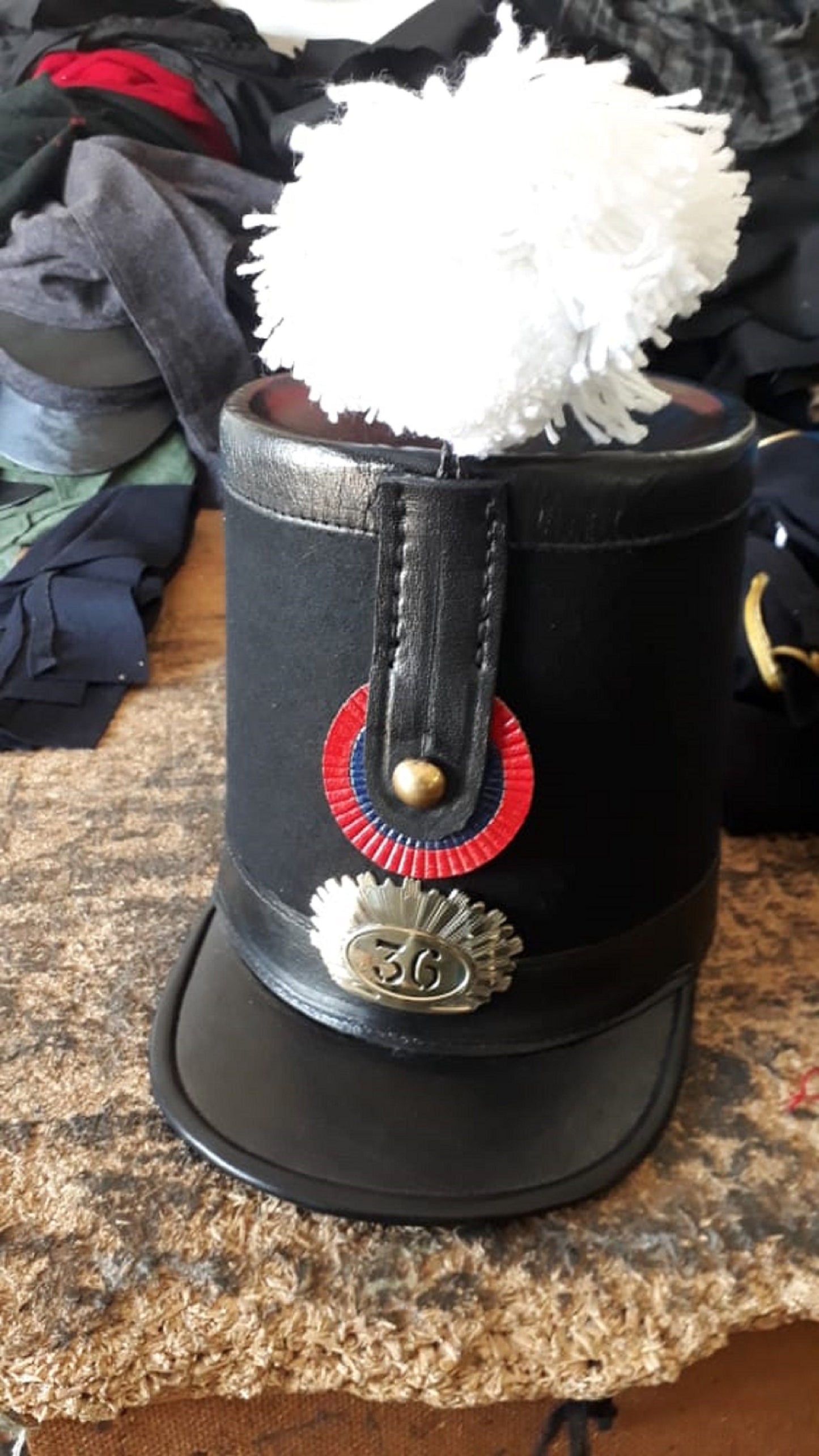 Swiss Army Fusilier Voltigeur Shako Leather Felt Hat