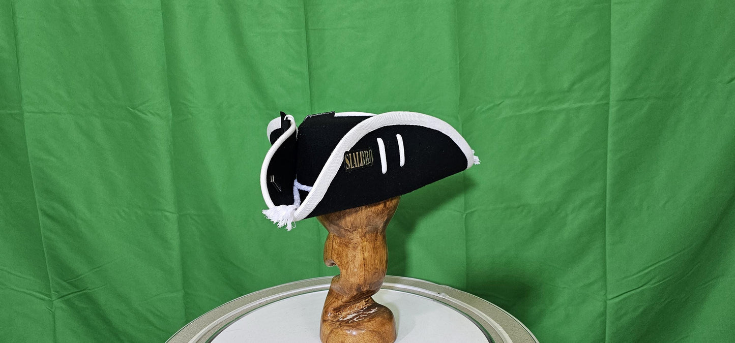 Revolutionary War Military Fur Felt Cocked Hat With Hand Sewn White Worsted Wool Binding