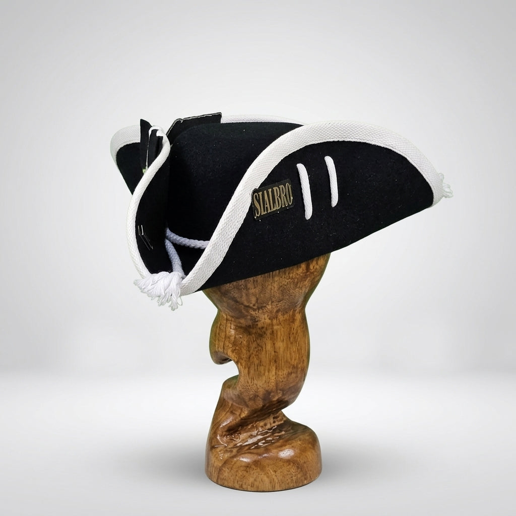 Revolutionary War Military Fur Felt Cocked Hat With Hand Sewn White Worsted Wool Binding