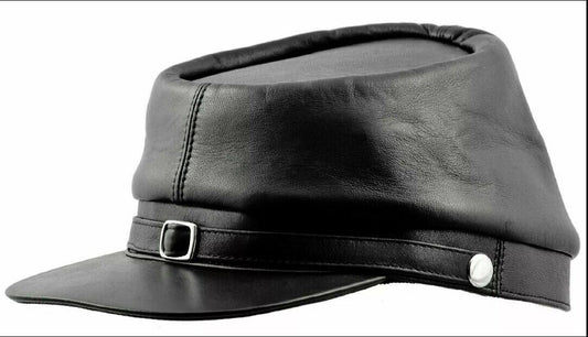 American Civil War Leather Kepi Cap Replica History Confederate Militaria
