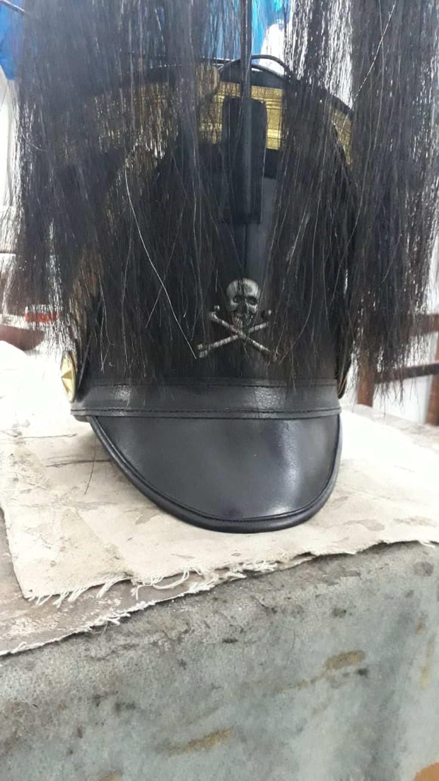 French Napoleonic Shako Helmet – Faux Horsehair Plume Replica, Animal Friendly