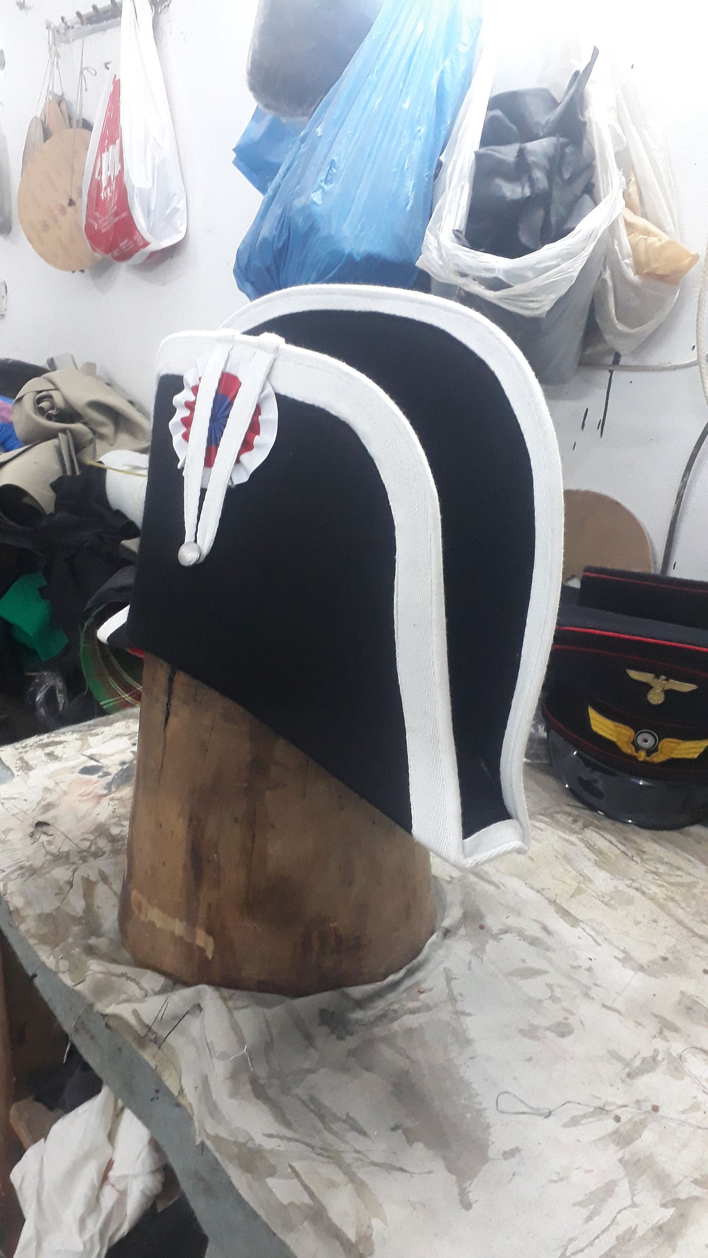 Bicorne Hat: Gendarme Cocked Hat with Silver Trim
