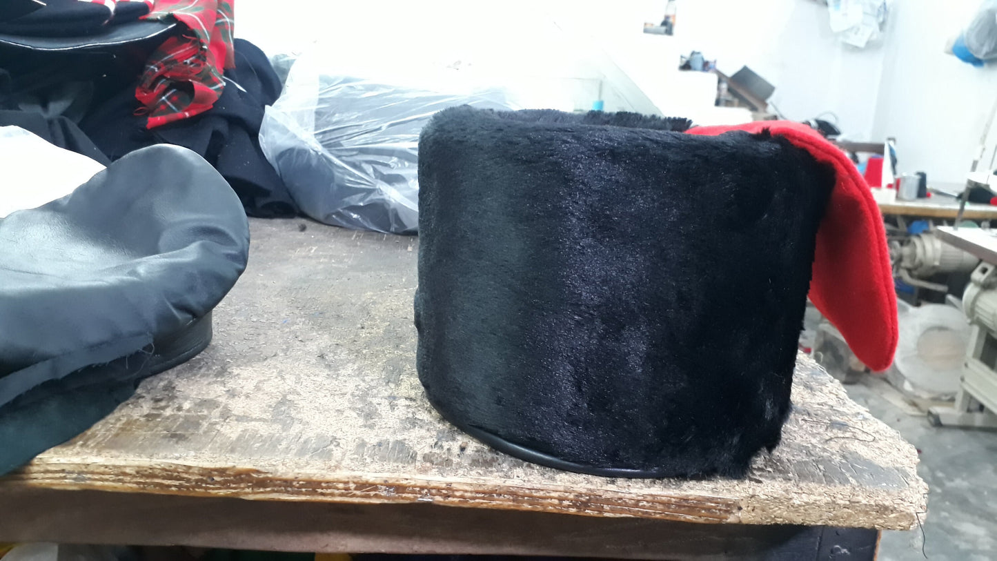 British Military Busby Hat – Faux Rabbit Fur Replica, Animal Friendly