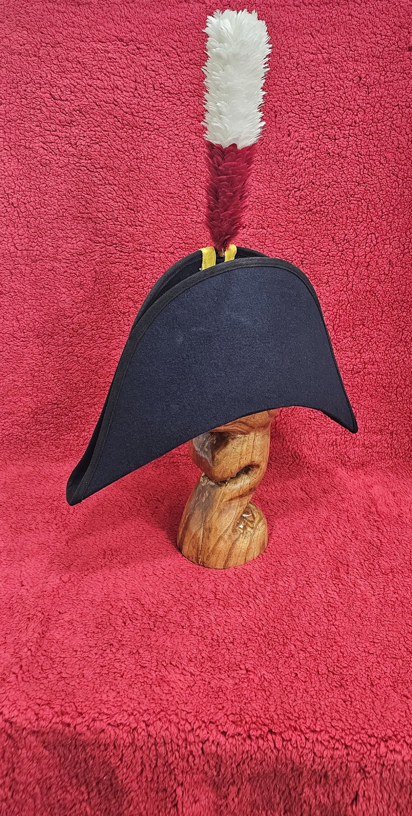 Bicorne with black Trim - Italian Cocked Hat - Red White green Cockade