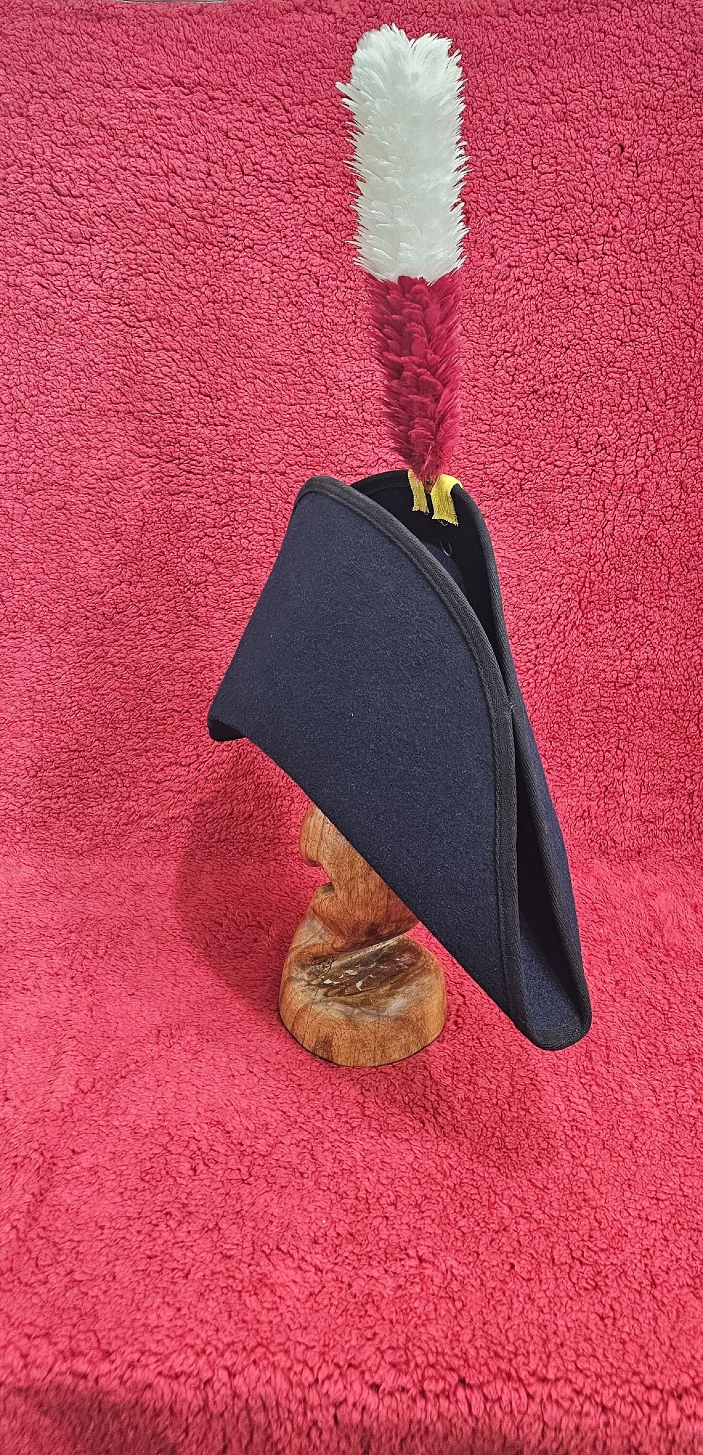 Bicorne with black Trim - Italian Cocked Hat - Red White green Cockade