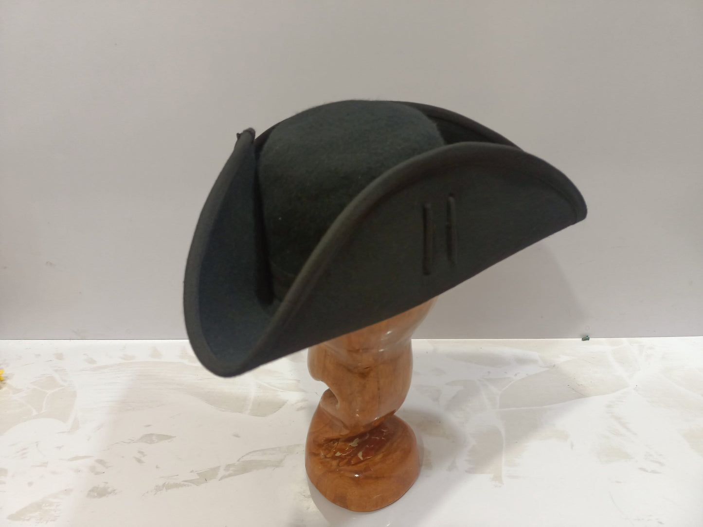 Edged Black Tricorn Pirate Hat  Soft Felt Hat