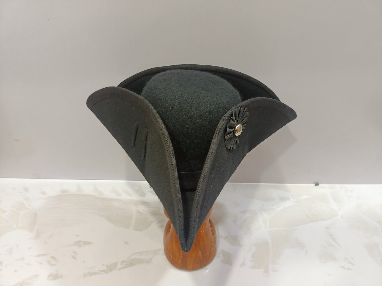 Edged Black Tricorn Pirate Hat  Soft Felt Hat
