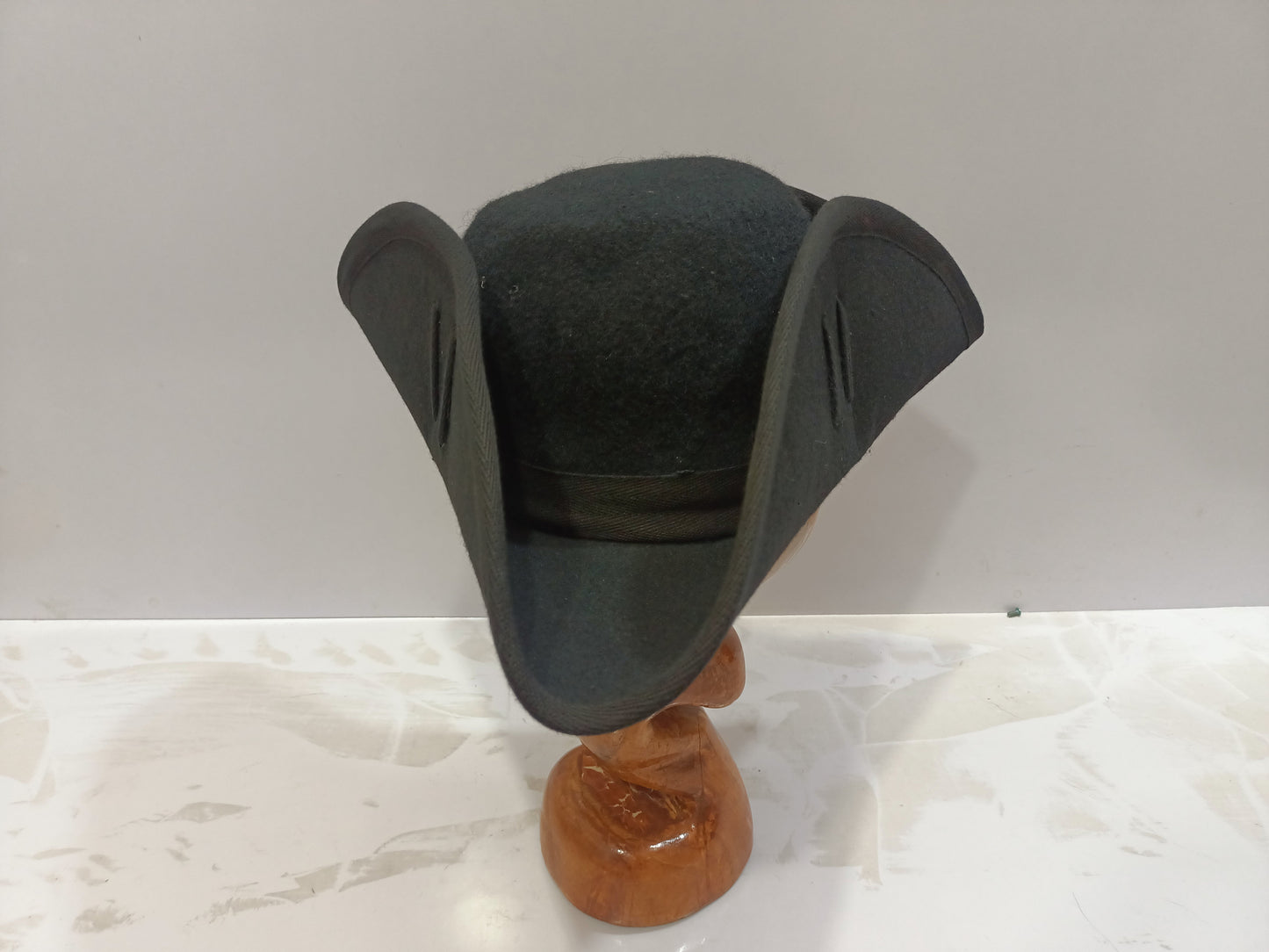 Edged Black Tricorn Pirate Hat  Soft Felt Hat
