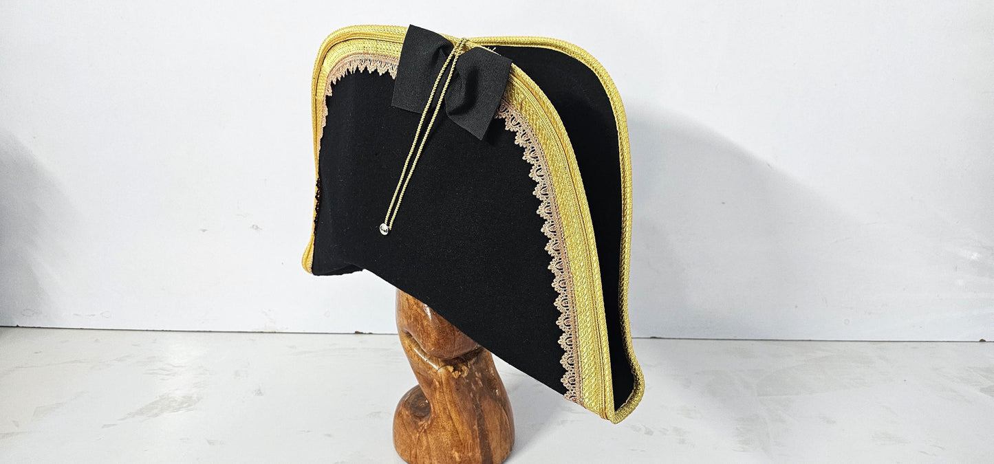 1805 Royal Navy Admiral Hat - Classic Naval Uniform Bicorn Cap for Reenactments