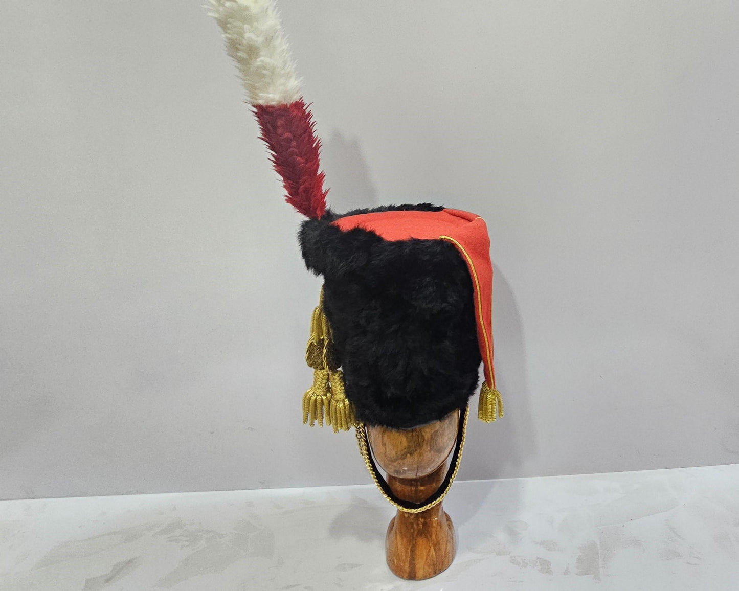 Reproduction British 11th Hussars Busby with Cap Line – Faux Rabbit Fur, Animal Friendly