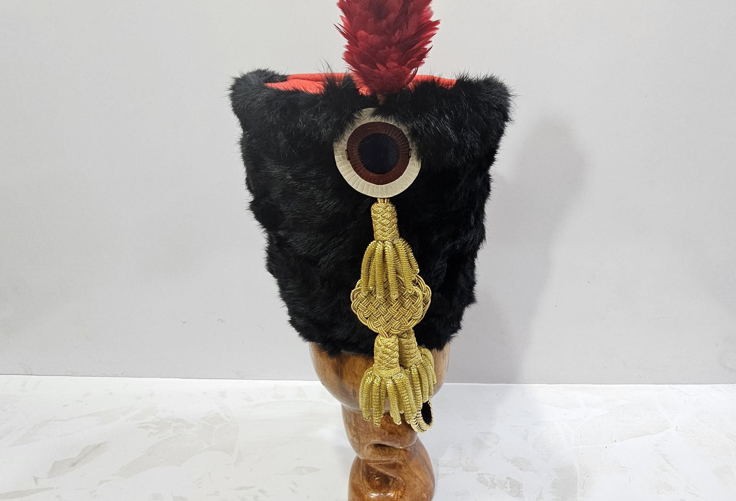 Reproduction British 11th Hussars Busby with Cap Line – Faux Rabbit Fur, Animal Friendly