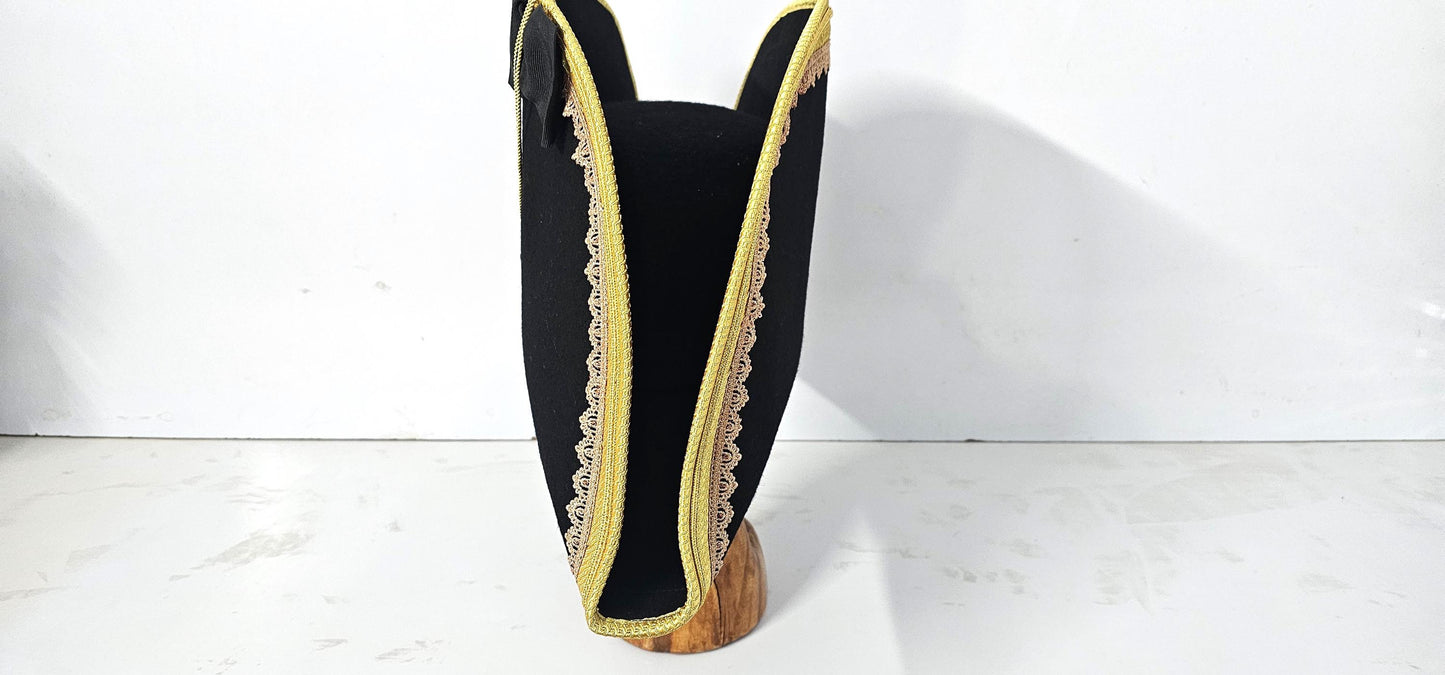 1805 Royal Navy Admiral Hat - Classic Naval Uniform Bicorn Cap for Reenactments