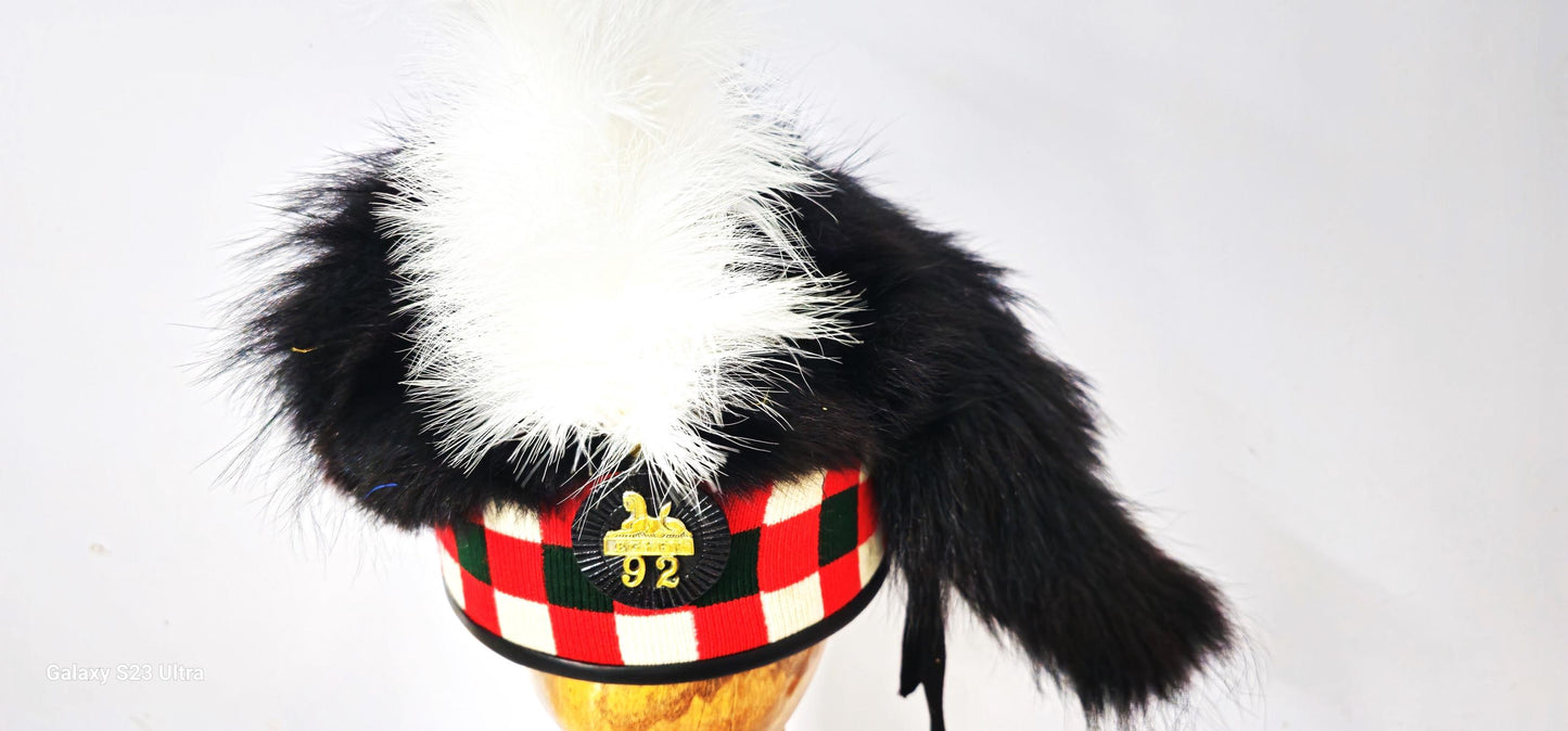 92nd Gordon Highlanders 1815 feather Bonnet Hat Reproduction