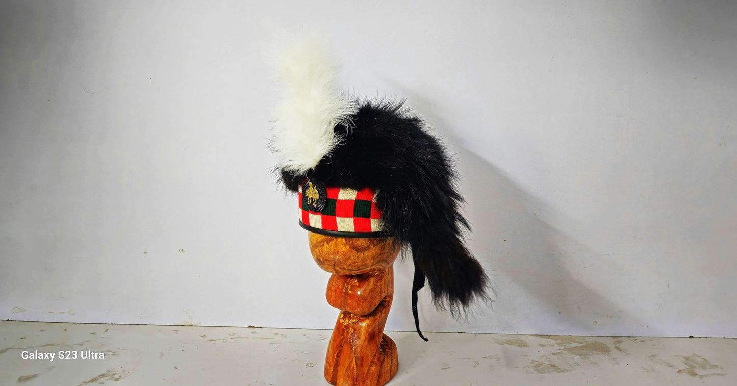 92nd Gordon Highlanders 1815 feather Bonnet Hat Reproduction
