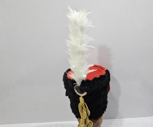 Reproduction British 11th Hussars Busby with Cap Line – Faux Rabbit Fur, Animal Friendly