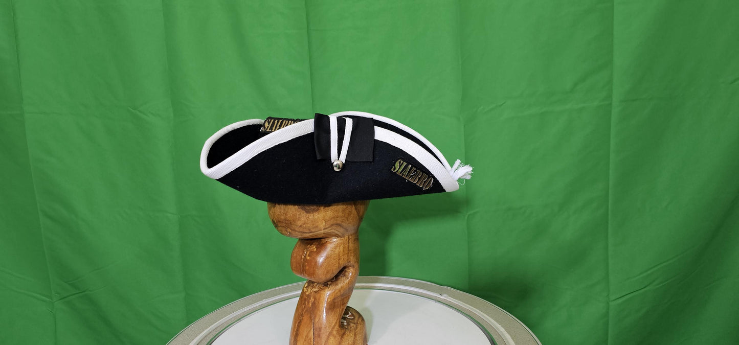 Revolutionary War Military Fur Felt Cocked Hat With Hand Sewn White Worsted Wool Binding